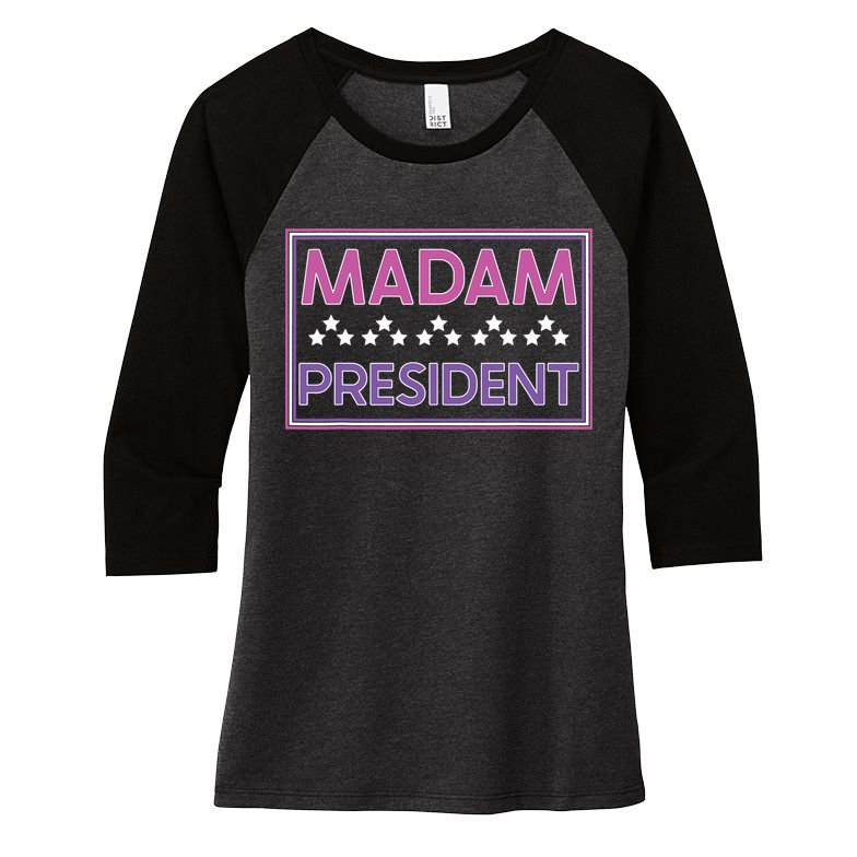 Madam President Kamala Harris 2024 Women's Tri-Blend 3/4-Sleeve Raglan Shirt