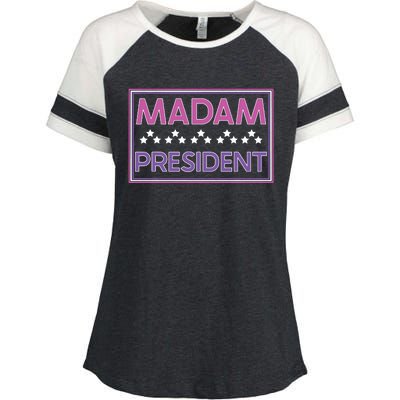 Madam President Kamala Harris 2024 Enza Ladies Jersey Colorblock Tee