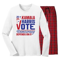 Madam President Kamala Harris 2024 Women's Long Sleeve Flannel Pajama Set 