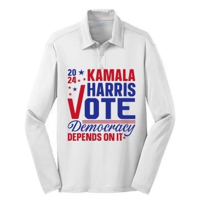 Madam President Kamala Harris 2024 Silk Touch Performance Long Sleeve Polo