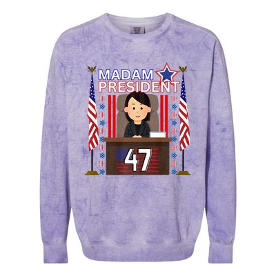 Madam President Kamala Harris 47th President Potus Premium Colorblast Crewneck Sweatshirt