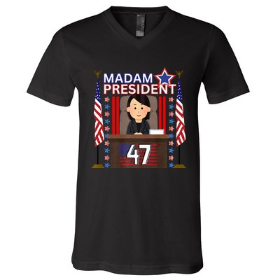 Madam President Kamala Harris 47th President Potus Premium V-Neck T-Shirt