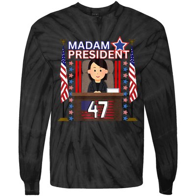 Madam President Kamala Harris 47th President Potus Premium Tie-Dye Long Sleeve Shirt