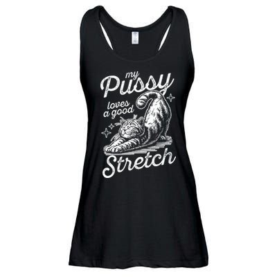 My Pussy Loves A Good Stretch Cat Ladies Essential Flowy Tank