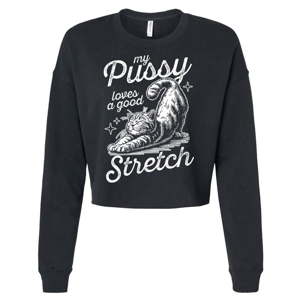 My Pussy Loves A Good Stretch Cat Cropped Pullover Crew