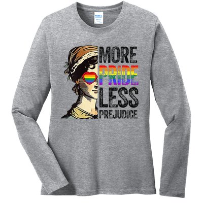 More Pride Less Prejudice Lgbt Gay Proud Ally Pride Month Ladies Long Sleeve Shirt