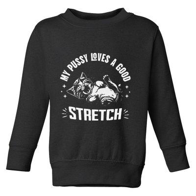 My Pussy Love A Good Stretch Funny Raunchy Cat Meme Toddler Sweatshirt