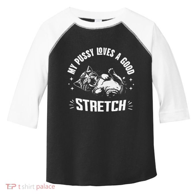 My Pussy Love A Good Stretch Funny Raunchy Cat Meme Toddler Fine Jersey T-Shirt