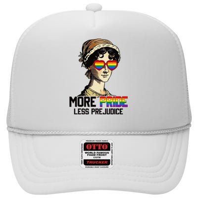 More Pride Less Prejudice Lgbt Gay Proud Ally Pride Month High Crown Mesh Back Trucker Hat