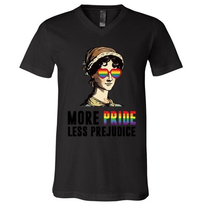 More Pride Less Prejudice Lgbt Gay Proud Ally Pride Month V-Neck T-Shirt