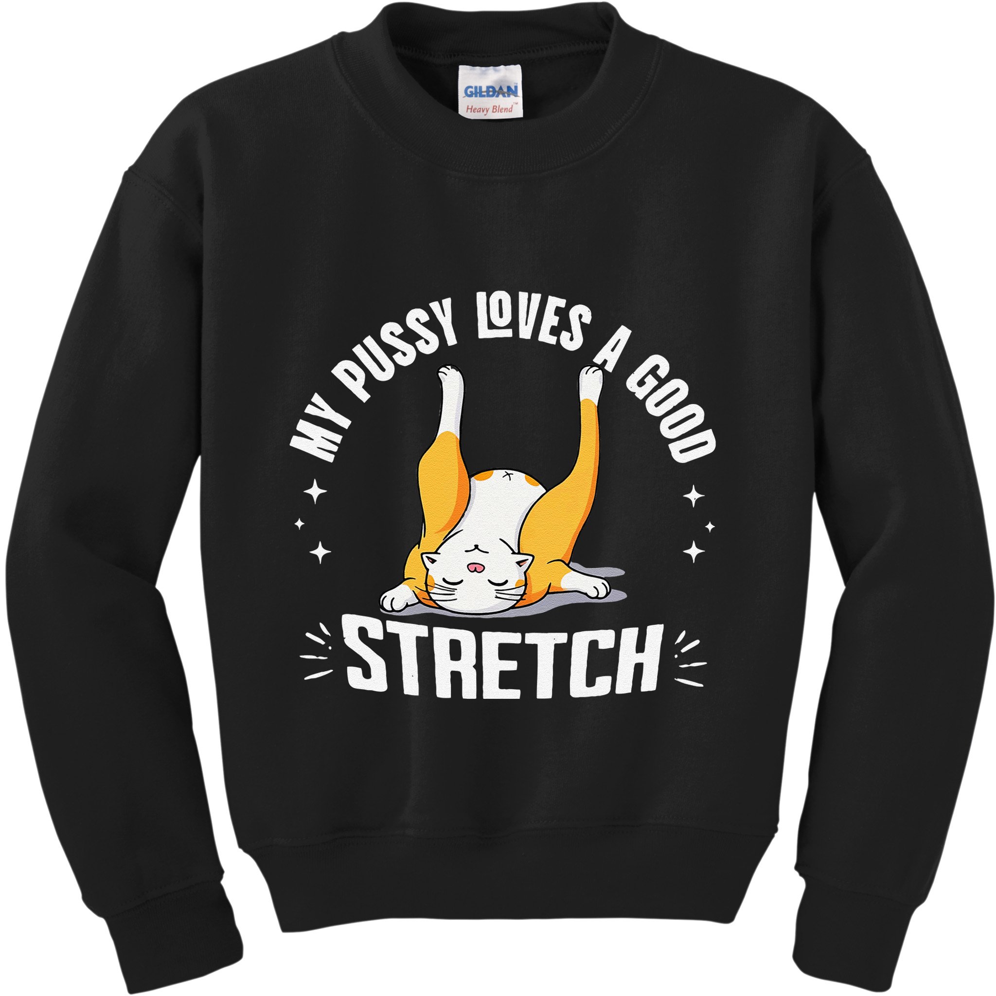 My Pussy Love A Good Stretch Funny Raunchy Cat Meme .Png Kids Sweatshirt