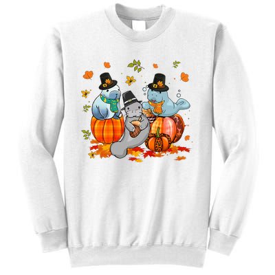 Manatee Pumpkin Leopard Buffalo Plaid Fall Thanksgiving Sweatshirt