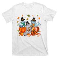 Manatee Pumpkin Leopard Buffalo Plaid Fall Thanksgiving T-Shirt