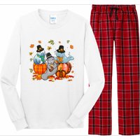 Manatee Pumpkin Leopard Buffalo Plaid Fall Thanksgiving Long Sleeve Pajama Set