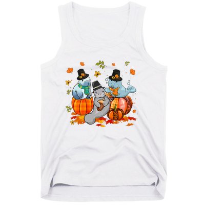 Manatee Pumpkin Leopard Buffalo Plaid Fall Thanksgiving Tank Top