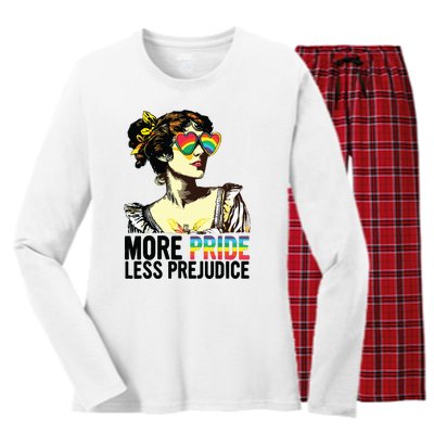 More Pride Less Prejudice Lgbt Pride Month More Pride Women's Long Sleeve Flannel Pajama Set 