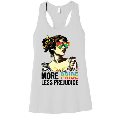 More Pride Less Prejudice Lgbt Pride Month More Pride Women's Racerback Tank