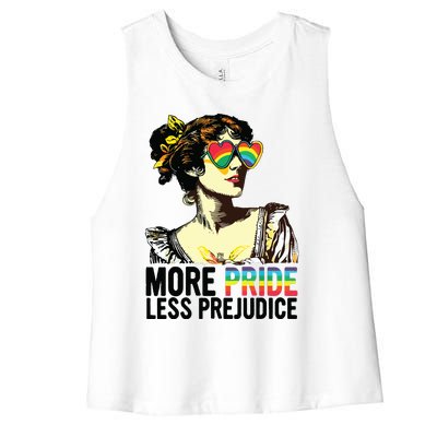 More Pride Less Prejudice Lgbt Pride Month More Pride Women's Racerback Cropped Tank