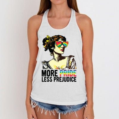 More Pride Less Prejudice Lgbt Pride Month More Pride Women's Knotted Racerback Tank