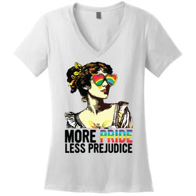 More Pride Less Prejudice Lgbt Pride Month More Pride Women's V-Neck T-Shirt