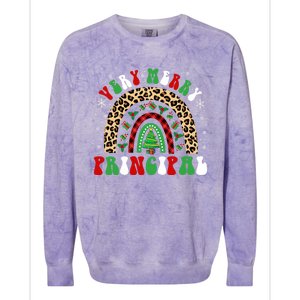 Merry Principal Leopard Buffalo Red Plaid Rainbow Long Sleeve Colorblast Crewneck Sweatshirt