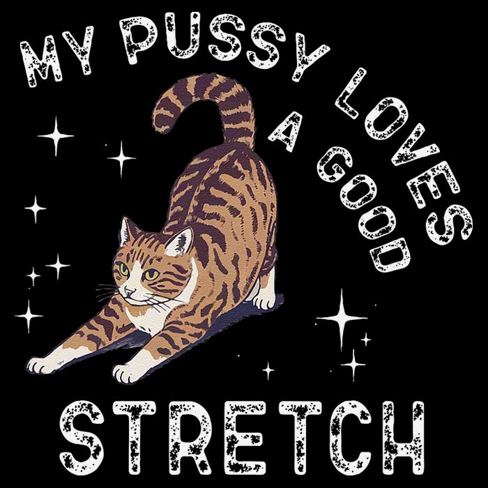 My Pussy Loves A Good Stretch Funny Cat .Png Baby Bodysuit