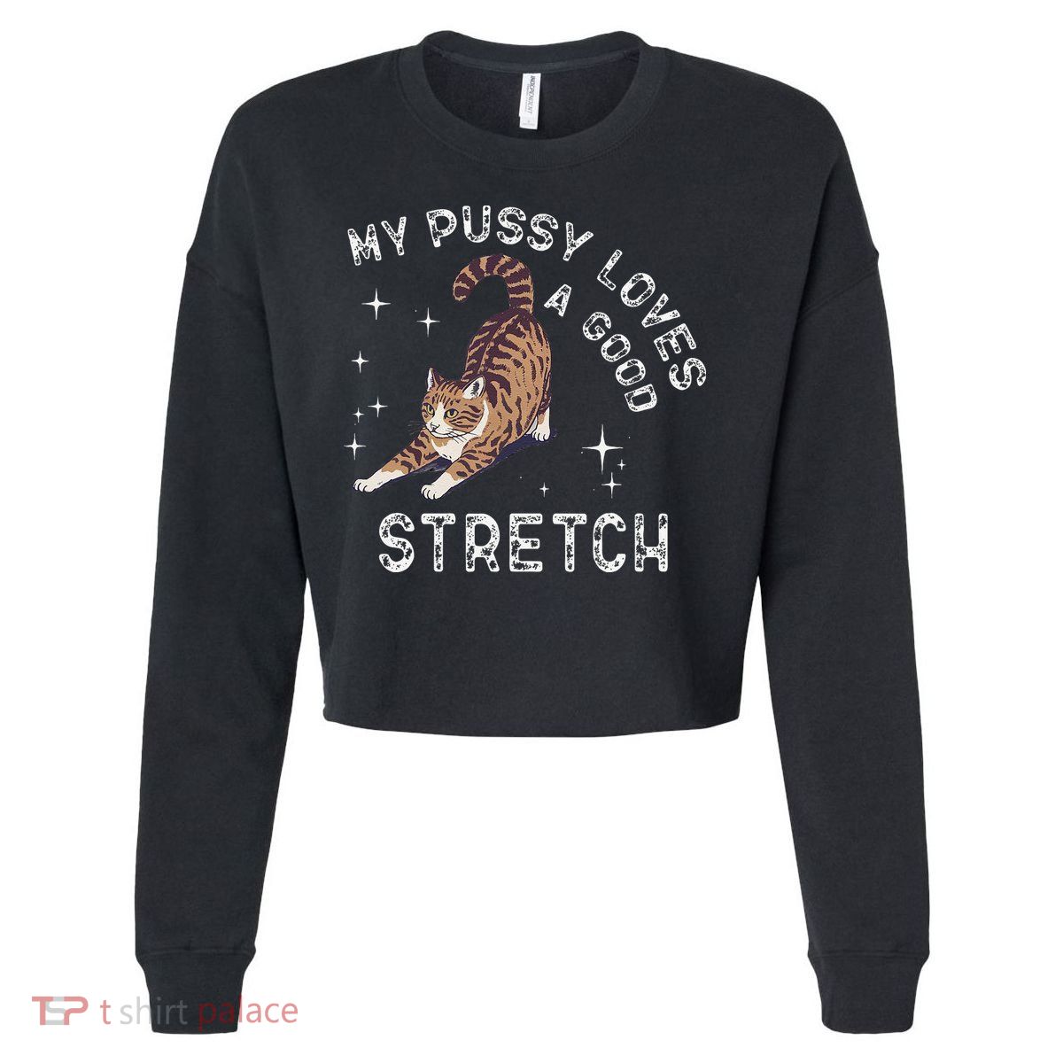 My Pussy Loves A Good Stretch Funny Cat .Png Cropped Pullover Crew