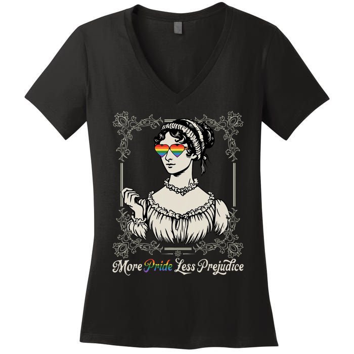 More Pride Less Prejudice Lgbt Rights Women's V-Neck T-Shirt