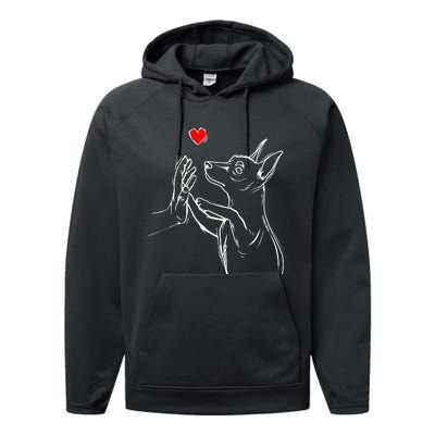 Min Pin Love Miniature Pinscher Dog Mom Performance Fleece Hoodie