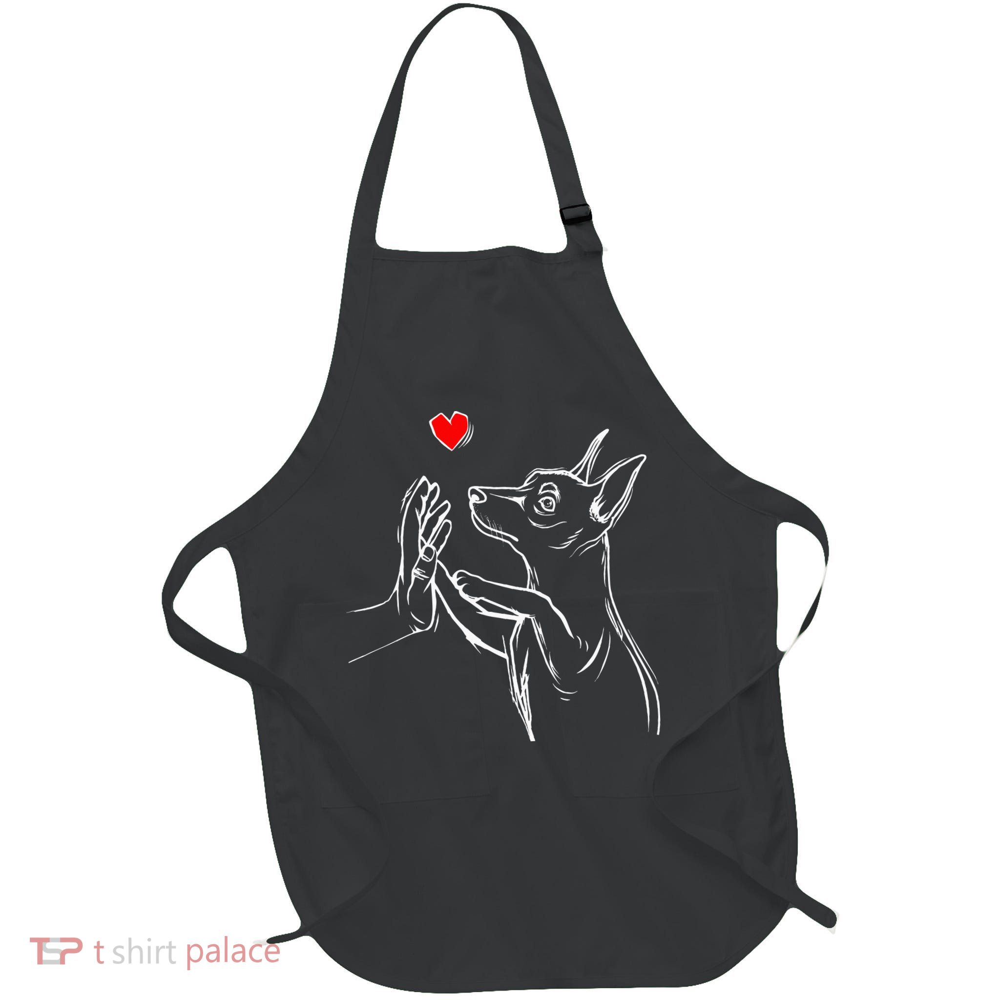 Min Pin Love Miniature Pinscher Dog Mom Full-Length Apron With Pockets