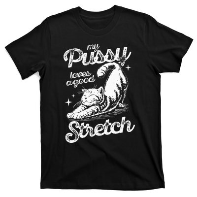 My Pussy Love A Good Stretch Funny Raunchy Cat Funny Meme T-Shirt