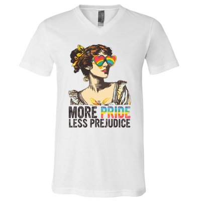 More Pride Less Prejudice Lgbt Pride Month More Pride V-Neck T-Shirt