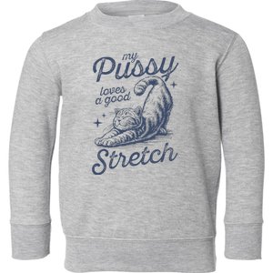 My Pussy Loves A Good Stretch Funny Cat Toddler Sweatshirt