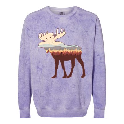 Moose Print Landscape Moose Whisperer Gift Animal Moose Gift Colorblast Crewneck Sweatshirt