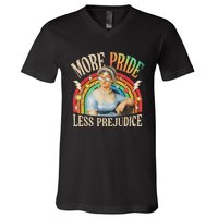 More Pride Less Prejudice Lgbtq Rainbow V-Neck T-Shirt