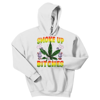 Marijuana Pot Leaf Smoke Up Bitches Cannabis Weed 420 Stoner Kids Hoodie