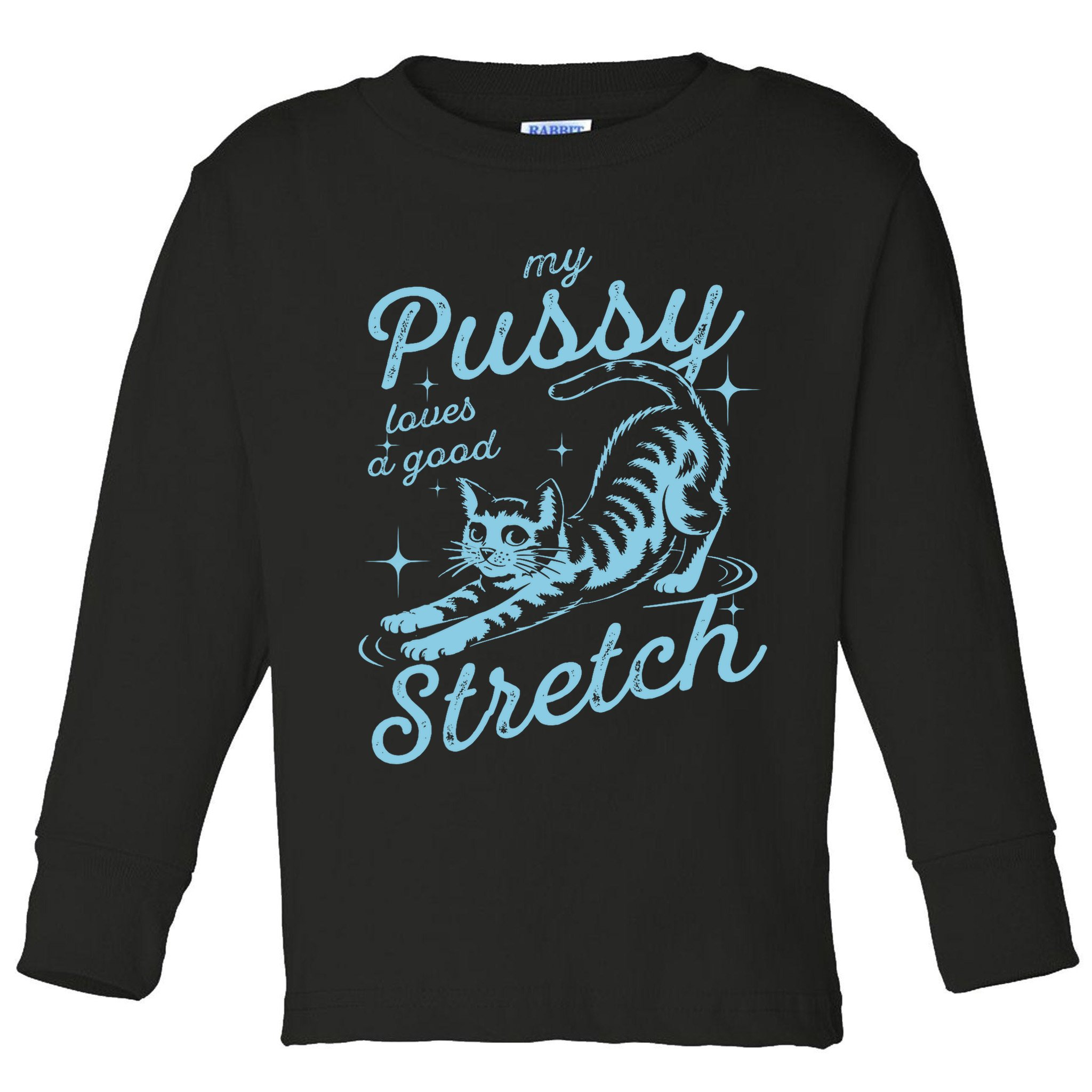 My Pussy Loves A Good Stretch Inappropriate Adult Humor Cat Toddler Long Sleeve Shirt