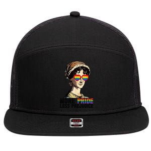 More Pride Less Prejudice Lgbt Gay Proud Ally Pride Month. 7 Panel Mesh Trucker Snapback Hat