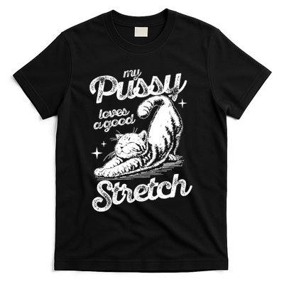 My Pussy Love A Good Stretch Funny Raunchy Cat Funny Meme T-Shirt