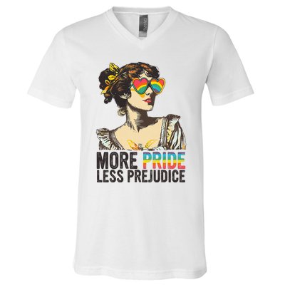 More Pride Less Prejudice Lgbt Pride Month More Pride V-Neck T-Shirt