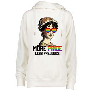 More Pride Less Prejudice Lgbt Gay Proud Ally Pride Month Womens Funnel Neck Pullover Hood