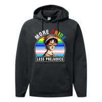 More Pride Less Prejudice Lgbt Gay Proud Ally Pride Month Funny Performance Fleece Hoodie