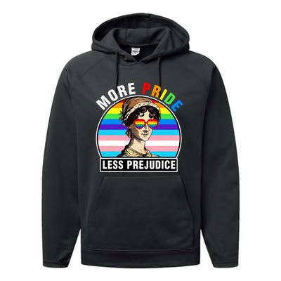 More Pride Less Prejudice Lgbt Gay Proud Ally Pride Month Funny Performance Fleece Hoodie