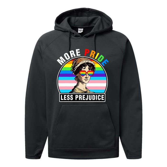 More Pride Less Prejudice Lgbt Gay Proud Ally Pride Month Funny Performance Fleece Hoodie