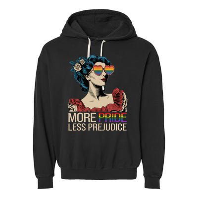 More Pride Less Prejudice Pride Month LGBTQ  Garment-Dyed Fleece Hoodie