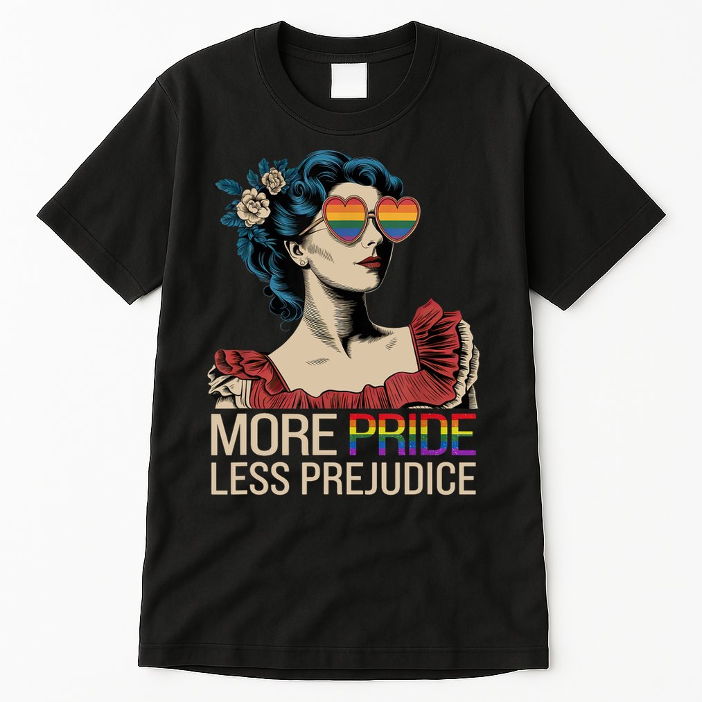 More Pride Less Prejudice Pride Month LGBTQ  Tall T-Shirt