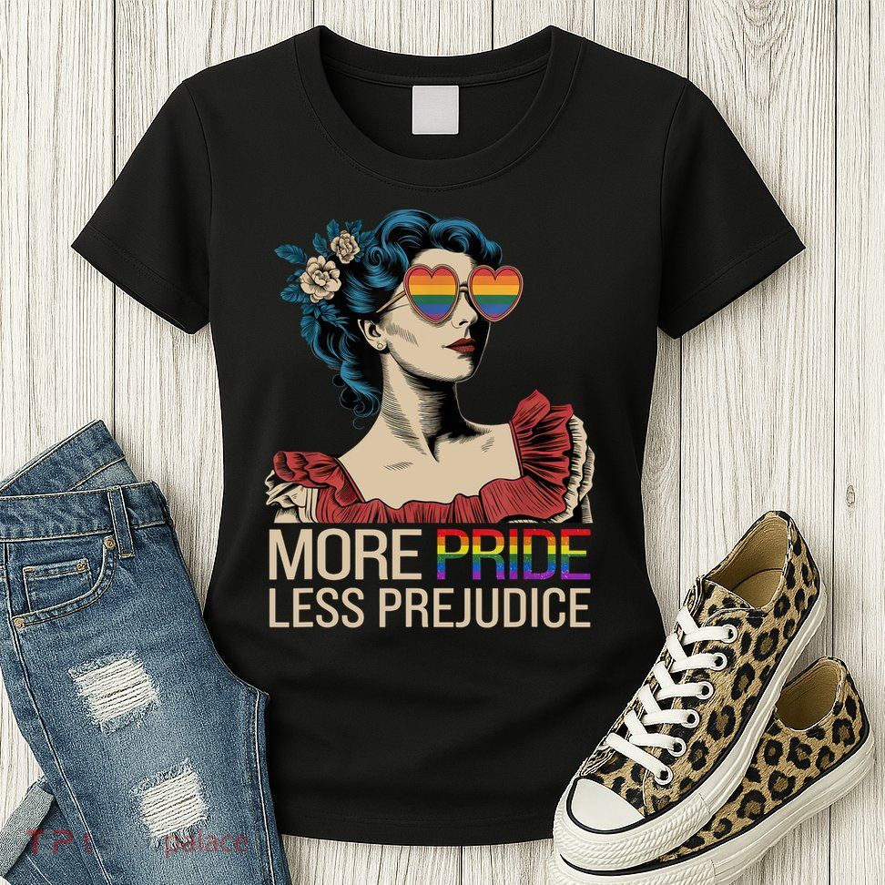 More Pride Less Prejudice Pride Month LGBTQ  Womens T-Shirt