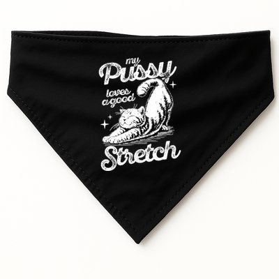 My Pussy Love A Good Stretch Funny Raunchy Cat Funny USA-Made Doggie Bandana