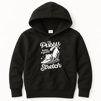 My Pussy Love A Good Stretch Funny Raunchy Cat Funny Kids Hoodie
