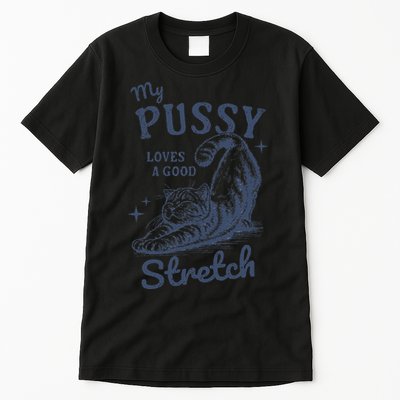 My Pussy Love A Good Stretch Funny Raunchy Cat Meme Tall T-Shirt